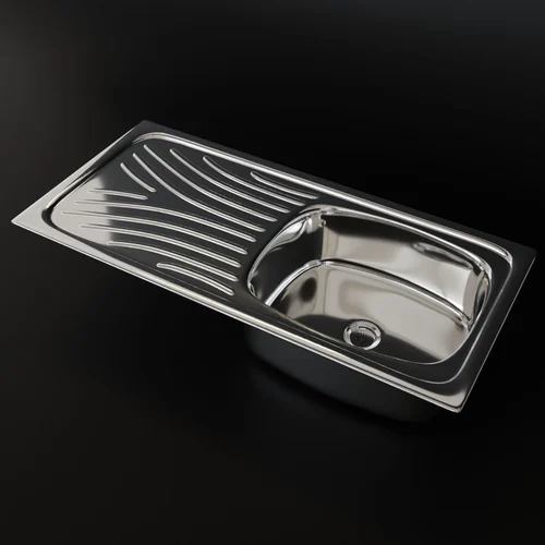 Ananya Drain board Stainless Steel Kitchen Sink, 24x18 inch, Single with Drain