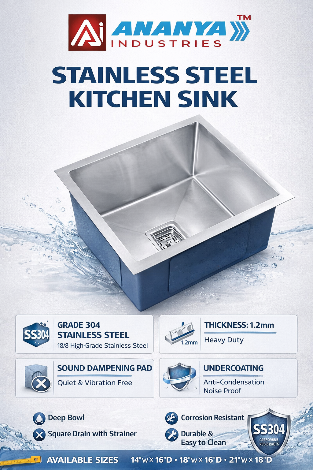 Ananya Kitchen Sink 24*18*9 - Image 3