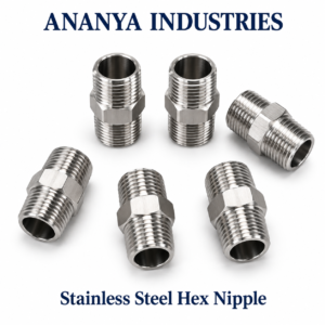 Ananya Industries Stainless Steel Hex Nipple – Male-to-Male Connector