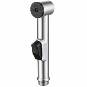Ananya Industries Satin Silver Health Faucet with Black Trigger – Handheld Toilet Spray