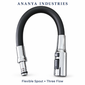 Three-Flow Flexible Kitchen Faucet Spout – Black & Chrome_Ananya_Industries